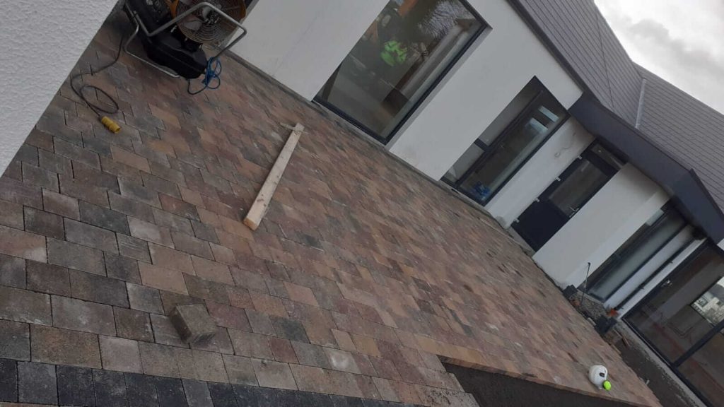 Red block pavers at a house